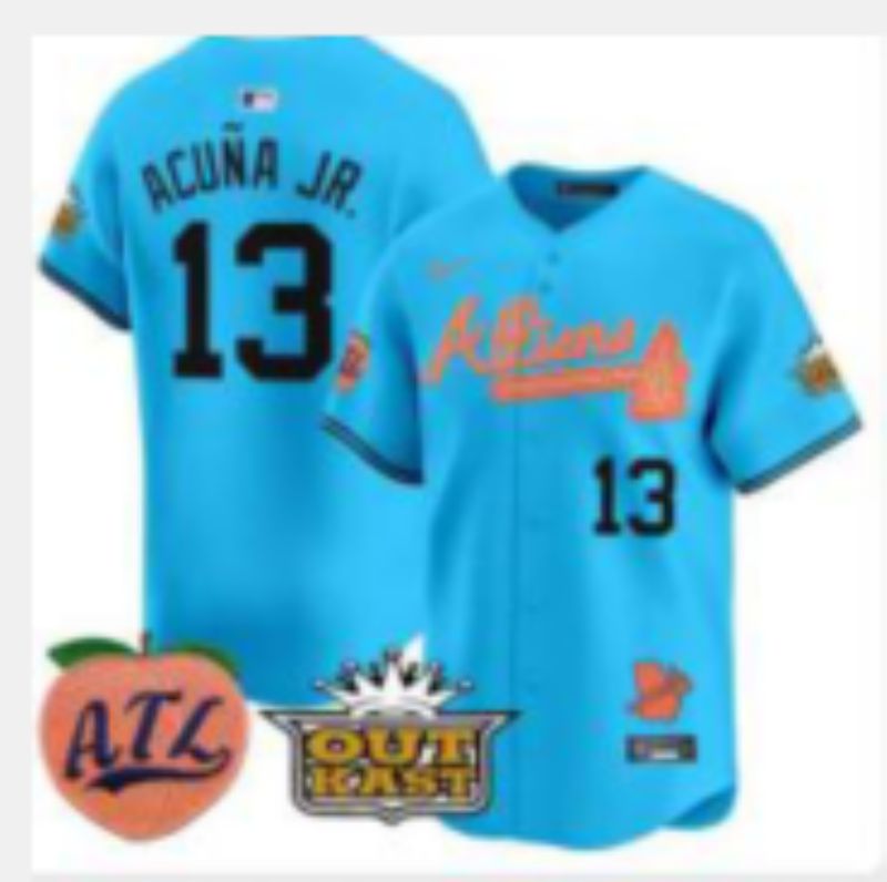 Men Atlanta Braves Nike #13 Acuna jr Light blue 5th generation Joint Name 2025 MLB Jersey 03->atlanta braves->MLB Jersey